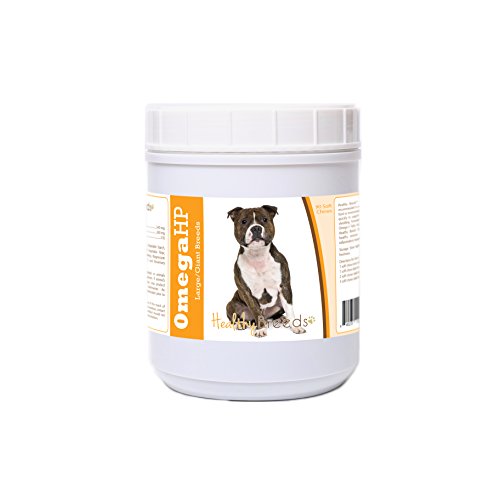 Healthy Breeds Dog Skin and Coat Supplement Omega 3 for Staffordshire Bull Terrier - OVER 100 BREEDS - EPA & DHA Fatty Acids - Medium & Large Breed Formula - 90 Count