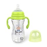 Glass Baby Bottle, 8 Ounce with Sippy Straw, Bottle Handle, Anti-Colic Nipple, Natural Feeding for 6 Months Plus