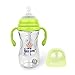 Glass Baby Bottle, 8 Ounce with Sippy Straw, Bottle Handle, Anti-Colic Nipple, Natural Feeding for 6 Months Plus