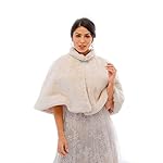 Yalice Women's Wedding Faux Fur Shawl and Wrap Bridal Fur Stole Cape Fur Scarf for Bride and Bridesmaids