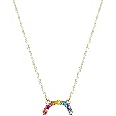 NTLX Rainbow Color Necklace Pendant for Women – Delicate & Elegant – 14K Gold Plated – Embellished with Beautiful Rhinestone Crystals – Gift Box Included