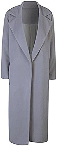 Hunleathy Women's Classic Long Overcoat Jacket Wool Blend Warm Winter Cardigan Coats Grey M