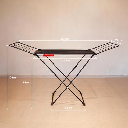 Tendedero Ultimate Extra de Aluminio con Patas en X (Black Edition) | Tubos 5 Veces más Resistentes | Tubos XL para Menos Marcas en Ropa | 20M para Secado | Soporte Calcetines