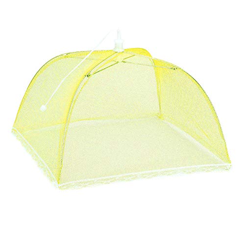 Gotian 1 Large Pop-Up Mesh Screen Protect Food Cover Tent Dome Net Umbrella Picnic ~ Helps to Keep Flies, Mosquitoes, Bees away- Food cover, Net cover (yellow)