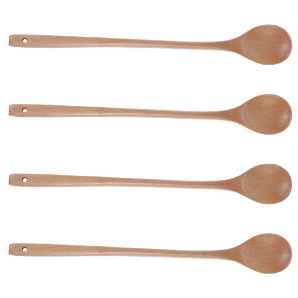 Buy TOPBATHY 4Pcs Long Handle Wooden Cooking Mixing Stirring Spoons