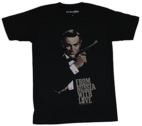 James Bond Mens T-Shirt - From Russia With Love Distressed Poster Image (Extra Large) Black