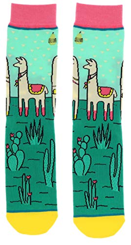 Woven Pear Women's Mama Llama Theme Crew Socks (2Pr), Cotton Blend