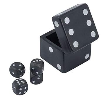 CRAFT ART INDIA Dice|Game|Set|Box|Board|Holder|Wooden|Black|Size(Inch):2.5x2.5x2.5