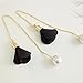 ERAWAN Women Fashion Gold Silver Plated Crystal Flower Drop Dangle Long Chain Earrings EW sakcharn (Black)