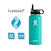 Flaskars Straw Lid for Hydro Flask Wide Mouth Water Bottle with Paracord Handle, 2 Straws, 2 Straw Brushes and Carabiner (Black)