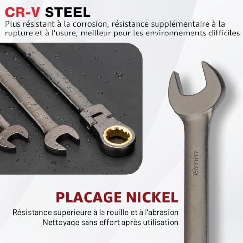 “Shall 9-Piece Flex-Head Ratcheting Combination Wrench Set