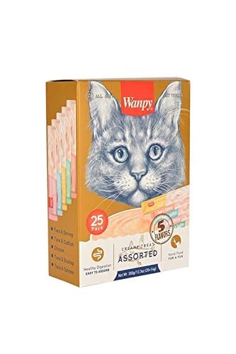 Petisco para gatos Wanpy Creamy Sabores Sortidos Pacote com 25 tubos de 14g - 350g