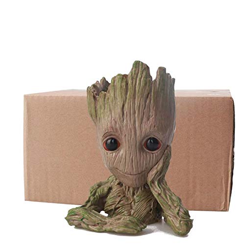 LJG Groot Plant Pot Cute Baby Groot Pen Pot Tree Man Flower Pot Green Plants Flower Pot (Medutation)