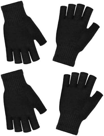 Gravity Threads Fingerless Knit Gloves 4 pieces, Black at Amazon