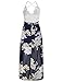 FANCYINN Women Lace Patchwork Floral Print Chiffon Summer Maxi Beach Halter Dress Blue S