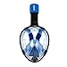 UooCooL 180° Full Face Snorkel Mask- Panoramic view Snorkeling Mask For Adults And Kids, Breathe freely With Anti Fog And Anti Leak Design, See More with a Larger Viewing Area (Black-Blue, S/M)