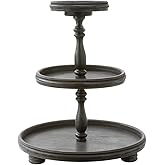 TRIPAR 22.25 Inch Black Wood Cupcake Stand 3 Tiered Tray Stand 3 Tier Serving Tray Rustic Wooden for Dessert Table Display Farmhouse Decor