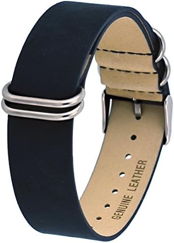 REVITAL208 18mm, 20mm, or 22mm Black, Camel, or Natural Brown Genuine Leather Nato Slip-Thru Replacement Strap