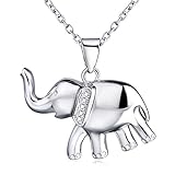 Angel caller Lucky Gift 925 Sterling Silver Polished Cute Elephant Necklace Rolo Chain 18''