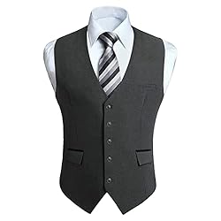 HISDERN Gray Mens Vest Formal Business Suit Vest