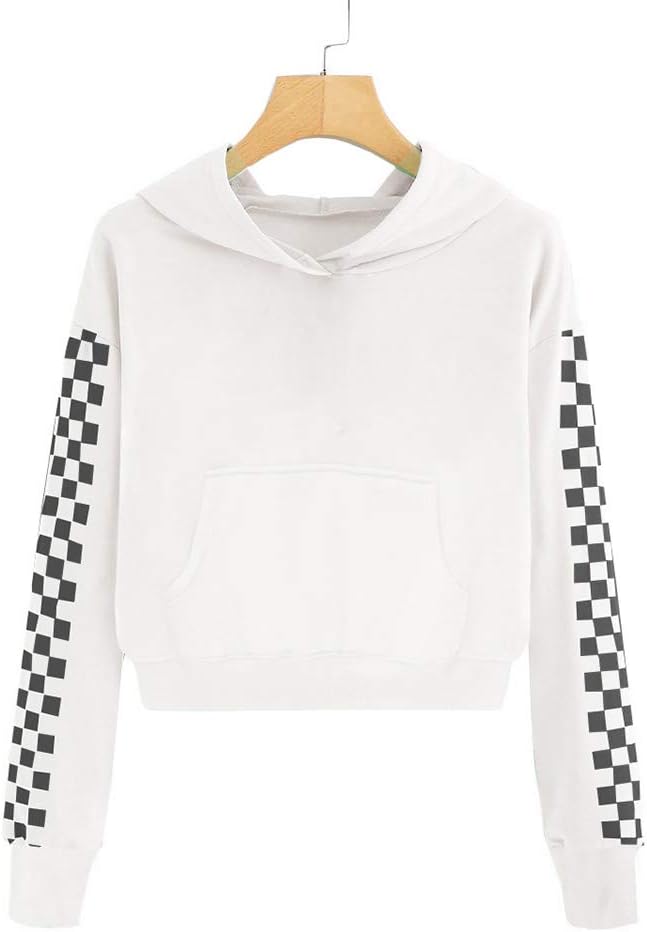 Imily Bela Kids Crop Tops Girls Hoodies Cute Plaid Long Sleeve Fashion Sweatshirts