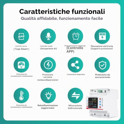 Wifi Electric Consumption Meter 100A 220V AC Wifi Meter Bidirectional Meter Tuya APP Smart Light Counter Under/Overcurrent/Delay/Time/Leakage Protection