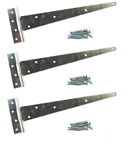 3X Galvanised Tee Hinges 24" 600mm Long Very Heavy Duty Gate Shed FIXINGS Included