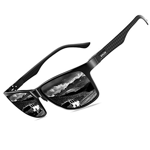 Bircen Polarized Driving Carbon Fiber Sunglasses For Men Sport Mens Sunglasses Al-Mg Metal Frame