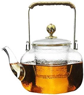 Teapot Square Orange Peel Texture Copper Handle Beam Pot Heat-Resistant Glass 700ml LCSHAN