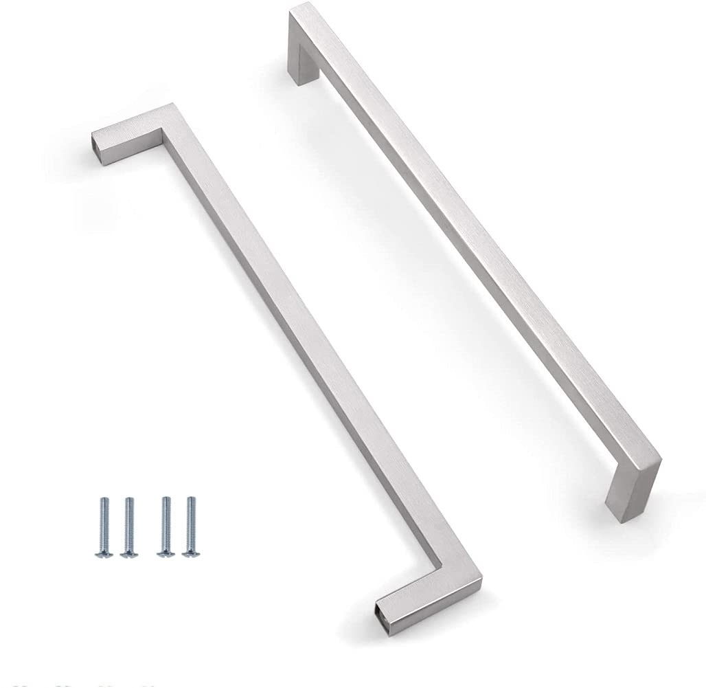 ANSIEDIO 2 Piece Stainless Steel Kitchen Cabinet Door Handles Cupboard Drawer Bedroom Furniture Handle Pull Distance 288 mm Silver with Screws