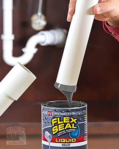 Flex Seal Liquid Waterproof Rubber Sealant Coating, Leak Repair & Patch for Roof, Gutters, Concrete & Basements, Brush/Roll/Dip/Pour, Gray, 32 oz (945 mL)