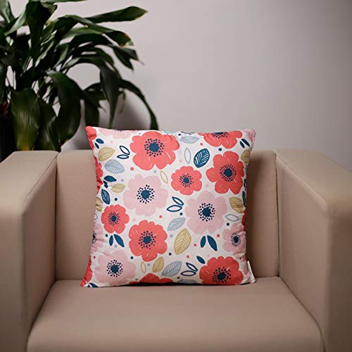 Puckator Pick Of The Bunch Poppy Fields Cushion, Red Floral Kitchen, Living Room, Bedroom, Home Decor 45x45cm Polyester Cover 50x49x10cm Insert