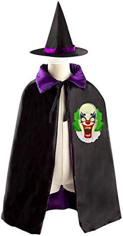 Dangerous Clown Witch Cloak Reversible Cosplay Costume Satin Cape Boys Girls Red Purple