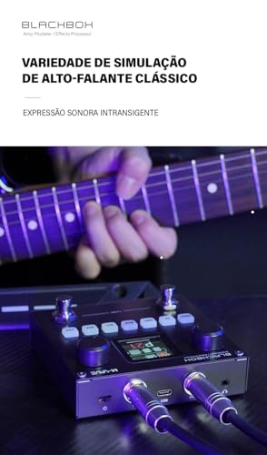 M-VAVE Pedal processador multiefeitos para guitarra, com mais de 80 efeitos embutidos, modelagem de amplificador 44,1 KHz / 24 bits 6 + 1 efeitos simultâneos, bateria recarregável integrada BLACKBOX