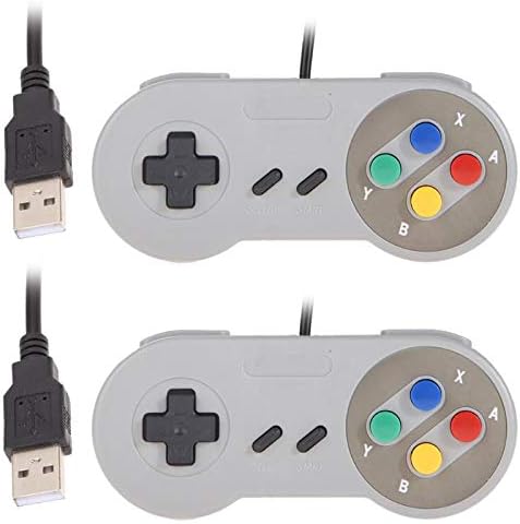 VizGiz 2 Pack SNES Retro USB Controller Universal Famicom Game Gaming Joypad Gamestick Joystick for Laptop Computer Windows PC MAC Raspberry Pi Mackbook Linux Android Tablet Surface Pro