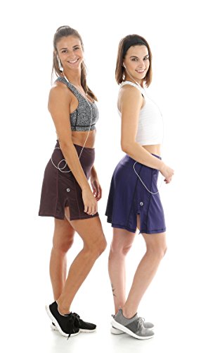 Skort for Women, Mid-Length Skirt Shorts with Side and Waistband Pockets, Tummy Control (X-Large, Blue)