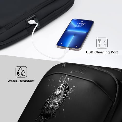 HEROIC KNIGHT 17 Inch Lightweight Expandable Anti-Theft Waterproof Functional Laptop Backpack for Men Elegant Leisure School Business with USB Port 27L (Black)
