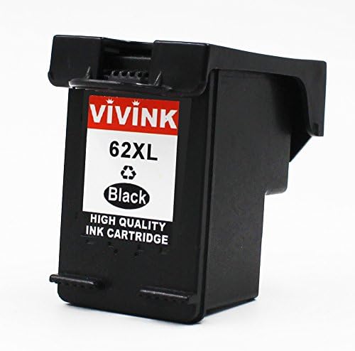 VIVINK 1 Pack 62XL C2P05AN High Yield Black Shows Accurate Ink Level Ink Cartridge for HP ENVY 5640 5540 7640 5546 5646 5542, HP OfficeJet 5740 5742 200 Printer