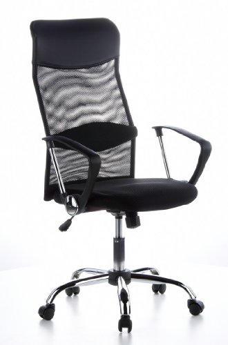 HJH Sedia Ufficio Girevole Design CASLA - Ergonomica, Senza Braccioli, Con Ruote Autofrenanti, Nero