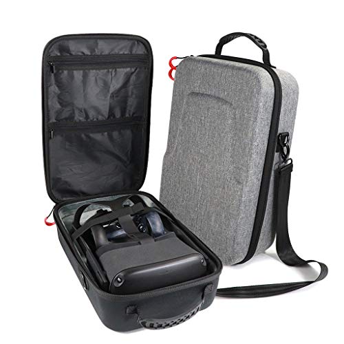 QUICATCH Compatible for Oculus Quest Virtual Reality EVA Hard Travel Protect Bag Large Capacity Waterproof Storage Box Portable Carrying Cover Case (Gray)