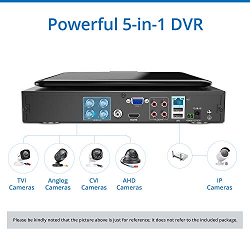 True All-in-One Home Security Camera System with Built-in 10.1" LCD Monitor,SANNCE 4CH 720P Surveillance DVR Recorder with 4Pcs Outdoor 66ft Night Vision Cameras, Easy Remote Access (No HDD Included) - Thumbnail 7