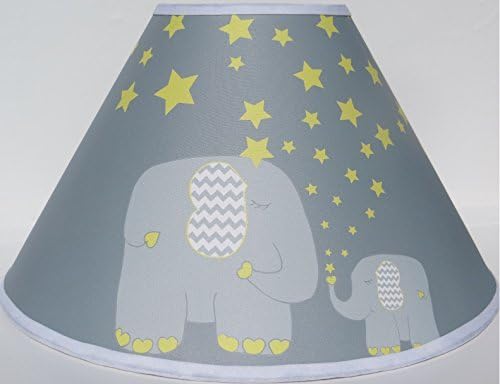 Yellow Elephant Lamp Shades Jungle Safari Elephant Nursery Decor with Stars and Moon