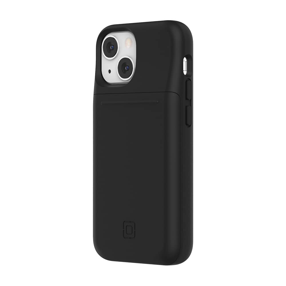Incipio Stashback Case Compatible with Apple iPhone 13 Mini [Credit Card/Note Compartment I 4.2 m Drop Resistant I Antimicrobial Treatment I Slim Case] Black