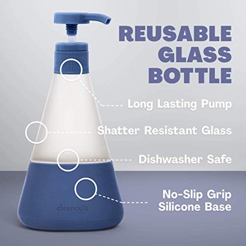 Cleancult Hand Soap Dispenser with Pump, Refillable Glass 12oz