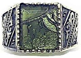 Genuine Moldavite Faceted Sterling Silver Tektite Ring ~Size Q