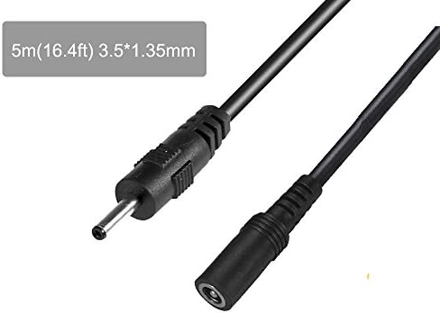 DEYF 2.1mm x 5.5mm to 3.5 x 1.35mm DC 12V Adapter Cable DC Plug Extension Cable Male to Female For LED, CCTV, Car, Monitors, and more (3.51.35 Male 5M/16.4FT)