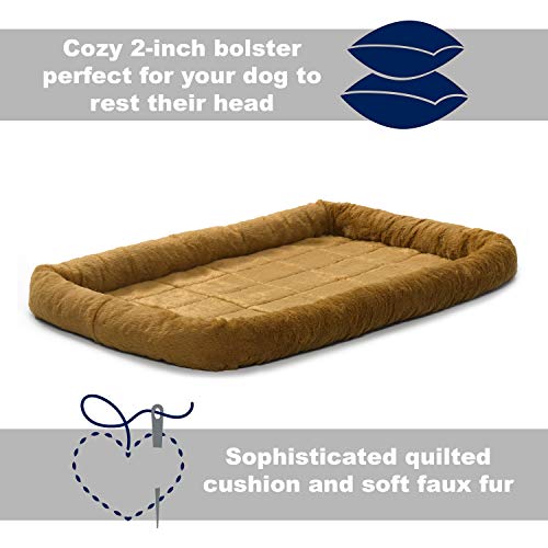 MidWest Bolster Pet Bed for Dogs&Cats 42LInch Cinnamon Dog Bed or Cat