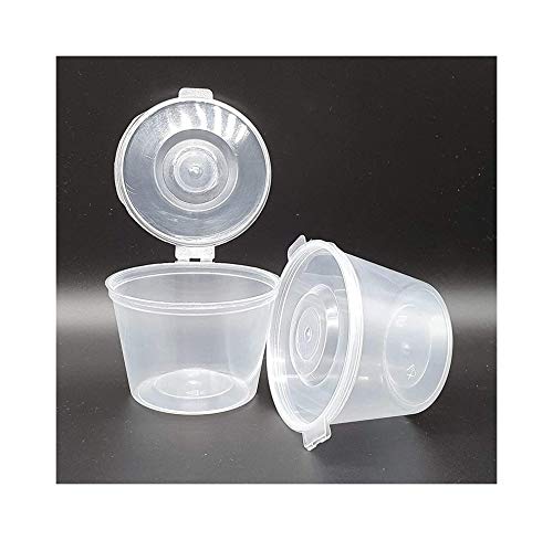 GSL 50 x Plastic 100ml Hinged Lid Deli Pot or Sauce Pot - 100% BPA FREE - (4WL)