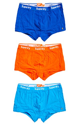 Superdry Men's Label Sport Trunk-Triple Pack, Voltage Blue/Samba Blue/Samba Orange, Medium