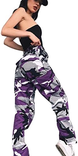 Tiean Fashion Women Sports Camo Cargo Pants Outdoor Casual Camouflage Trousers Jeans